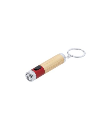 Porte-Clés Éco-responsable avec Lampe Zungux Matières : bambou Couleurs : argenté personnalisation sur mesure