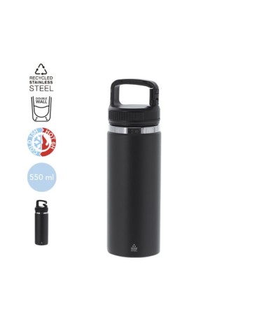 Bidon Éco-responsable Thermique Nabrax Couleurs : noir Matières : acier inoxydable recyclé livraison express 24h 48h