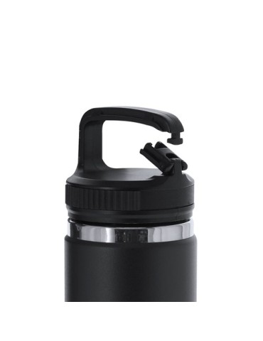 Bidon Éco-responsable Thermique Nabrax Couleurs : noir Matières : acier inoxydable recyclé cadeau affaires élégant