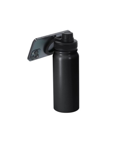 Bidon Thermique Éco-responsable Personnalisé Stork Couleurs : noir Matières : acier inoxydable recyclé marquage laser ultra préc
