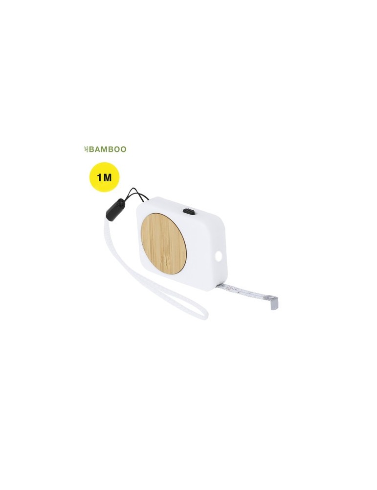 Mètre publicitaire 1m Grade Neuver Matières : bambou Couleurs : blanc personnalisable avec votre logo