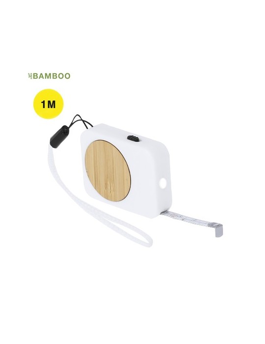 Mètre publicitaire 1m Grade Neuver Matières : bambou Couleurs : blanc personnalisable avec votre logo