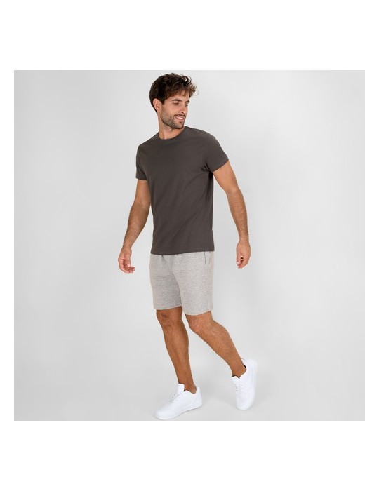 Short publicitaire personnalisé Raffy Matières : coton Taille textile : L Couleurs : gris impression logo haute qualité