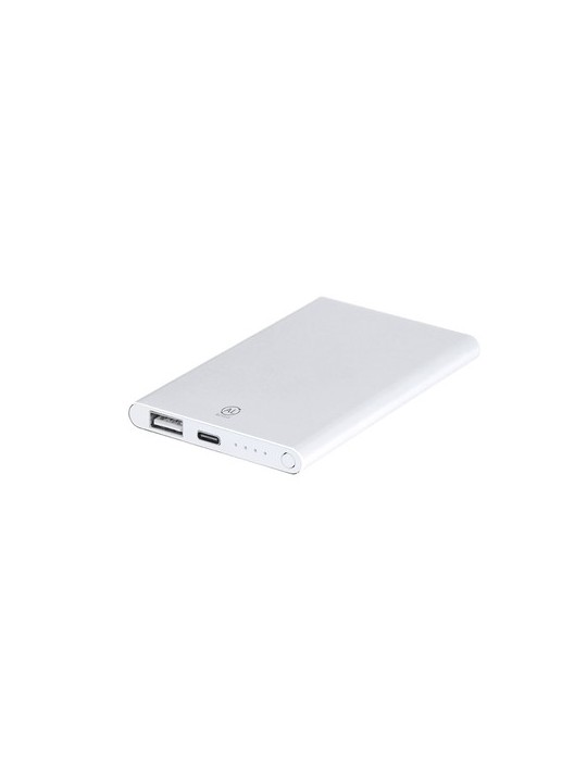 Power Bank  personnalisé Backen Matières : aluminium recyclé  Couleurs : argenté accessoire événementiel unique