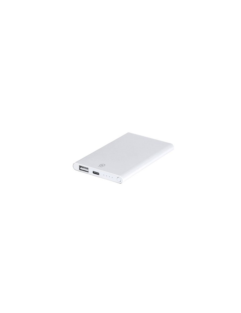Power Bank  personnalisé Backen Matières : aluminium recyclé  Couleurs : blanc personnalisable avec votre logo