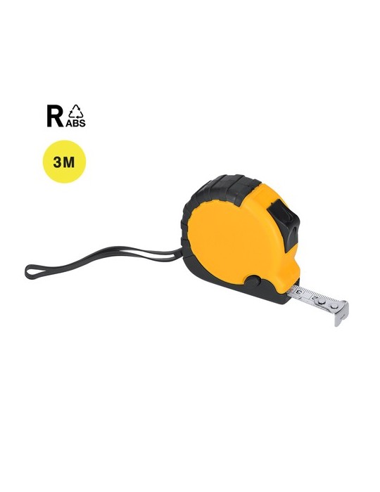 Mètre publicitaire 3m Grade Burkex Matières : ABS recyclé Couleurs : jaune marquage laser ultra précis