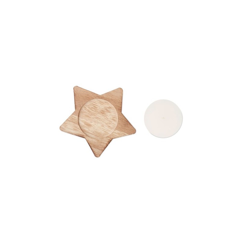 Bougeoir étoile personnalisé avec bougie - LOTUS Matières : cire Couleurs : bois livraison express 24h 48h