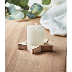 Bougeoir étoile personnalisé avec bougie - LOTUS Matières : cire Couleurs : bois personnalisation rapide en France