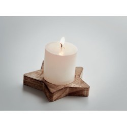 Bougeoir étoile personnalisé avec bougie - LOTUS Matières : cire Couleurs : bois accessoire événementiel unique
