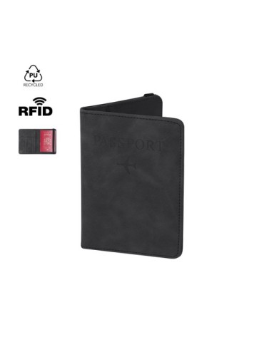 Étui publicitaire personnalisé pour passeport Jemax Couleurs : noir Matières : PU recyclé 2