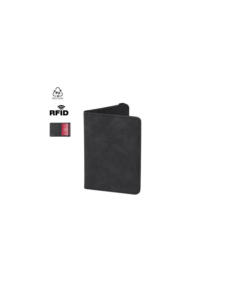 Étui publicitaire personnalisé pour passeport Jemax Couleurs : noir Matières : PU recyclé personnalisable avec votre logo