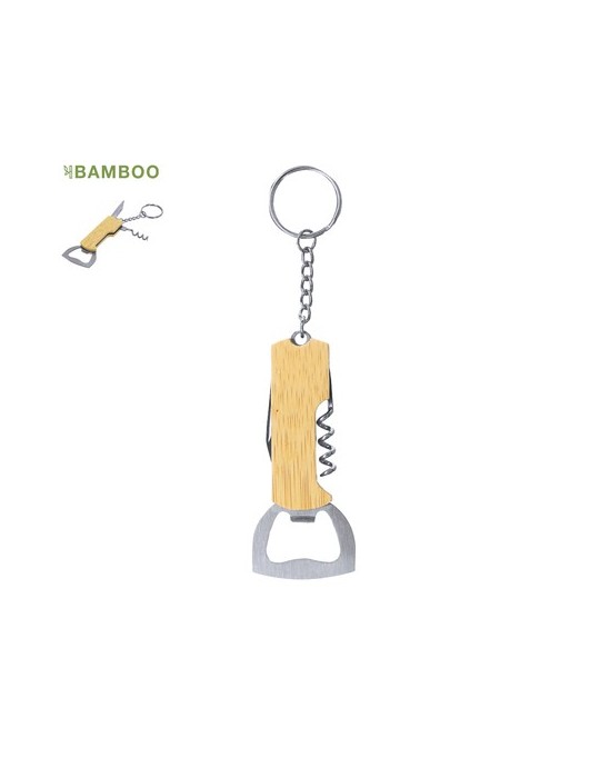 Porte-Clés Ouvre Bouteille Personnalisé Jilar Matières : bambou Couleurs : naturel personnalisable avec votre logo