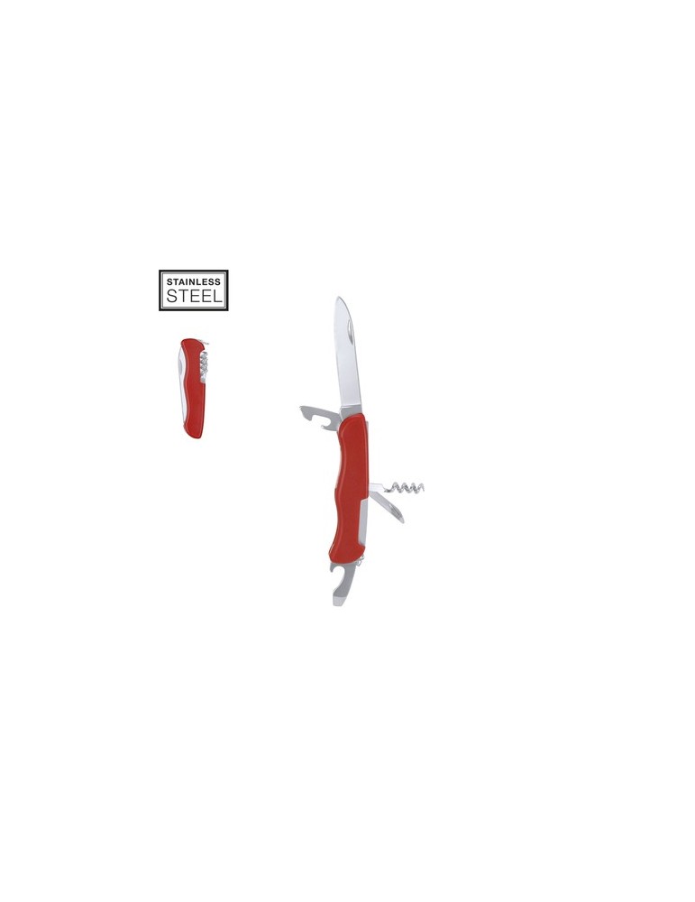 Canif Multi-Usages Éco-responsable Lixthel Matières : acier inoxydable Couleurs : rouge personnalisable avec votre logo