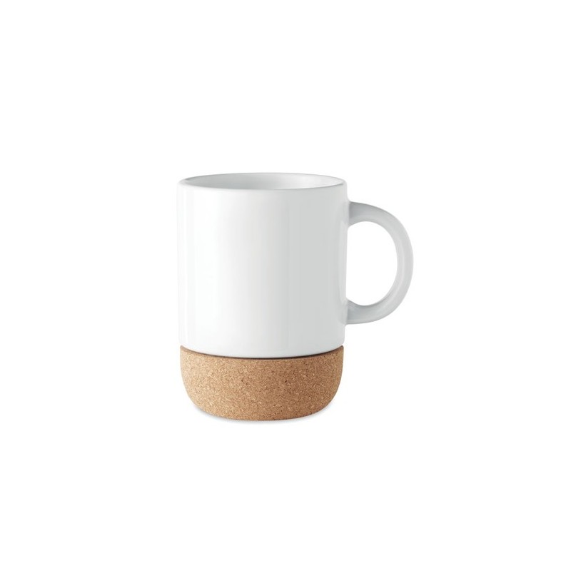 Tasse en céramique personnalisée avec base en liège - SUBCORK Matières : grès Couleurs : blanc