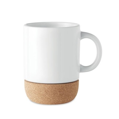Tasse en céramique personnalisée avec base en liège - SUBCORK Matières : grès Couleurs : blanc