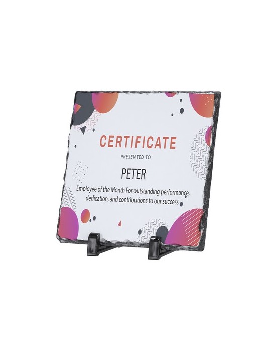 Plaque de sublimation personnalisée 20x30 cm  Heysi Matières : ardoise Couleurs : blanc marquage laser ultra précis