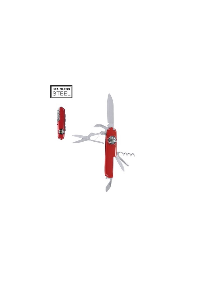 Canif personnalisé multi-usages Mixtil Matières : acier inoxydable Couleurs : rouge personnalisable avec votre logo