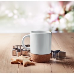 Tasse en céramique personnalisée avec base en liège - SUBCORK Matières : grès Couleurs : blanc goodies publicitaire événementiel