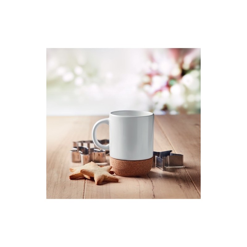 Tasse en céramique personnalisée avec base en liège - SUBCORK Matières : grès Couleurs : blanc goodies publicitaire événementiel