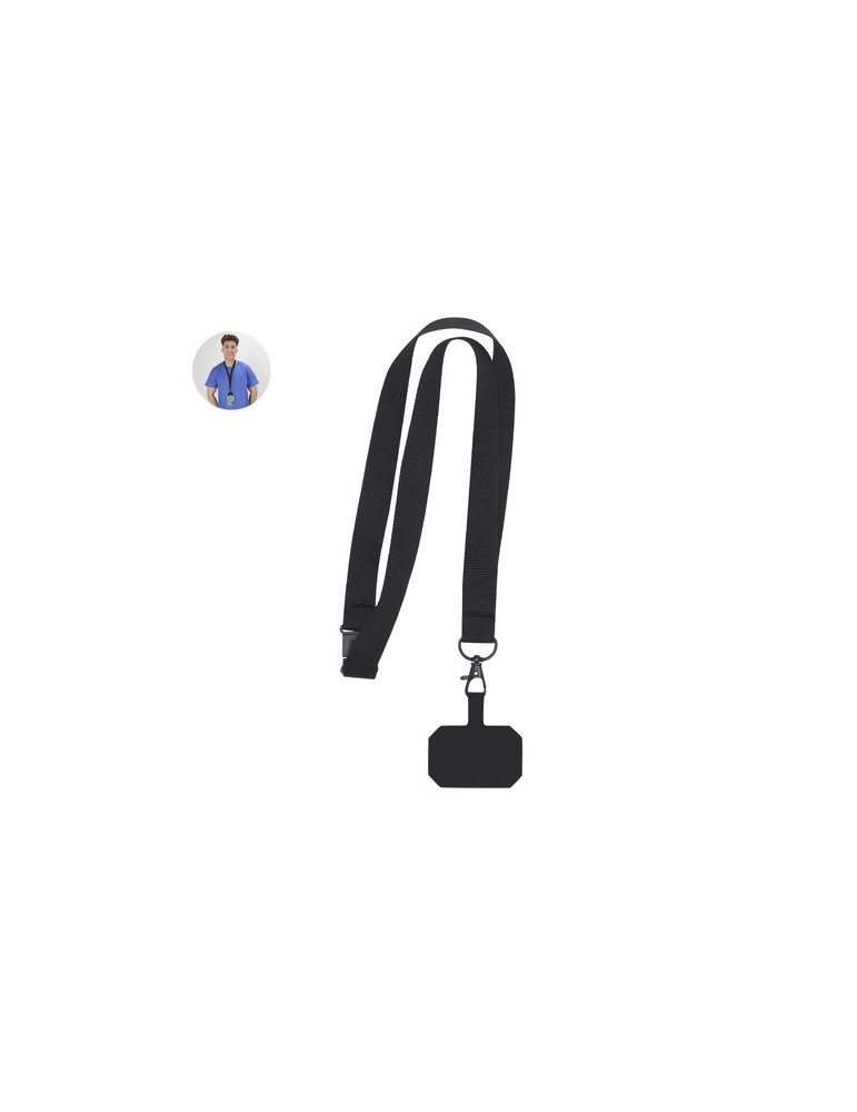 Lanyard publicitaire personnalisé Support Sailix Matières : polyester Couleurs : noir personnalisable avec votre logo