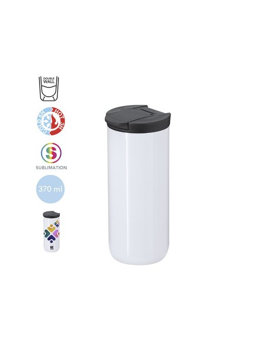 Verre Thermique Personnalisé de Sublimation Lyrena Matières : acier inoxydable Couleurs : blanc personnalisable avec votre logo