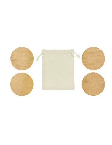 Set de Sous-Verres Publicitaires Éco-responsables Elmor Matières : bambou Couleurs : naturel