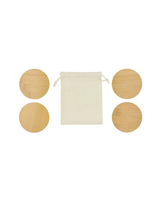 Set de Sous-Verres Publicitaires Éco-responsables Elmor Matières : bambou Couleurs : naturel