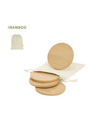 Set de Sous-Verres Publicitaires Éco-responsables Elmor Matières : bambou Couleurs : naturel 2