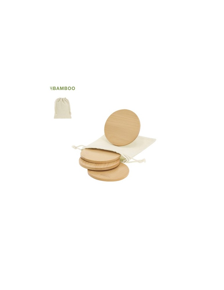 Set de Sous-Verres Publicitaires Éco-responsables Elmor Matières : bambou Couleurs : naturel personnalisable avec votre logo