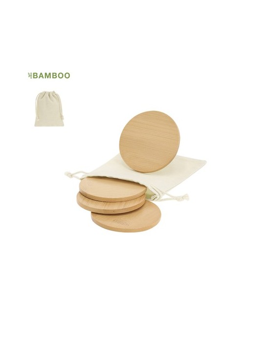 Set de Sous-Verres Publicitaires Éco-responsables Elmor Matières : bambou Couleurs : naturel personnalisable avec votre logo
