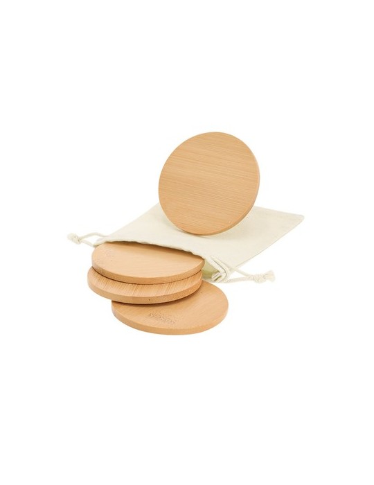 Set de Sous-Verres Publicitaires Éco-responsables Elmor Matières : bambou Couleurs : naturel marquage laser ultra précis