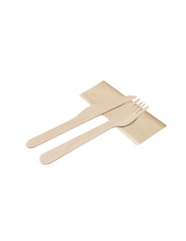 Set de Couverts Publicitaires Éco-responsables Kumix Matières : bois Couleurs : naturel cadeau entreprise pas cher