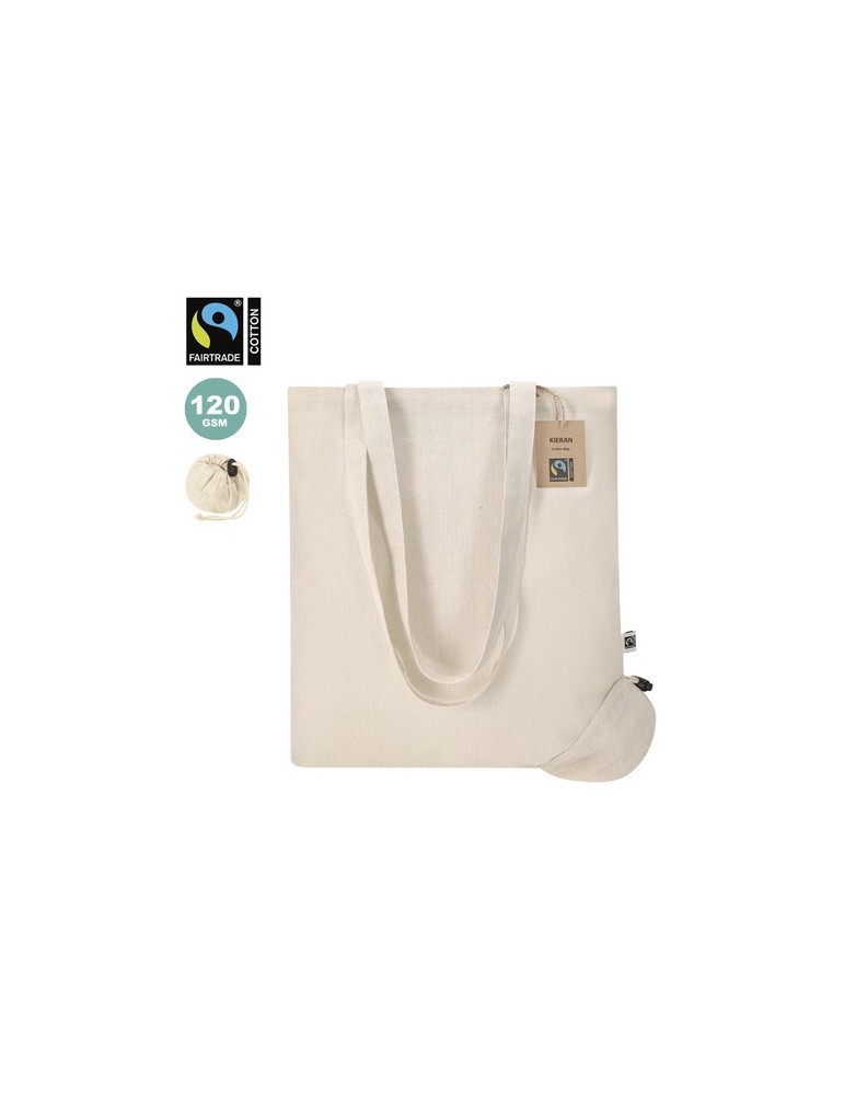 Sac Pliable Éco-responsable Personnalisé Fairtrade Kieran Matières : coton Couleurs : naturel personnalisable avec votre logo