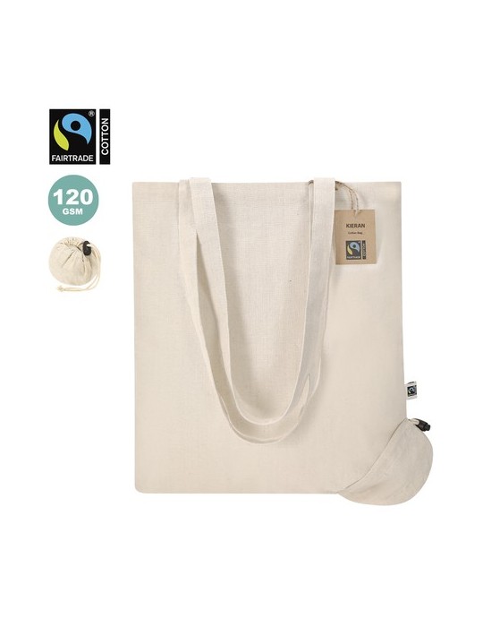 Sac Pliable Éco-responsable Personnalisé Fairtrade Kieran Matières : coton Couleurs : naturel personnalisable avec votre logo