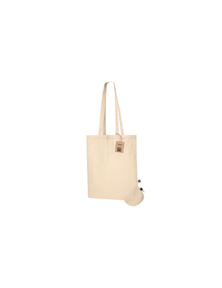 Sac Pliable Éco-responsable Personnalisé Fairtrade Kieran Matières : coton Couleurs : naturel cadeau entreprise pas cher