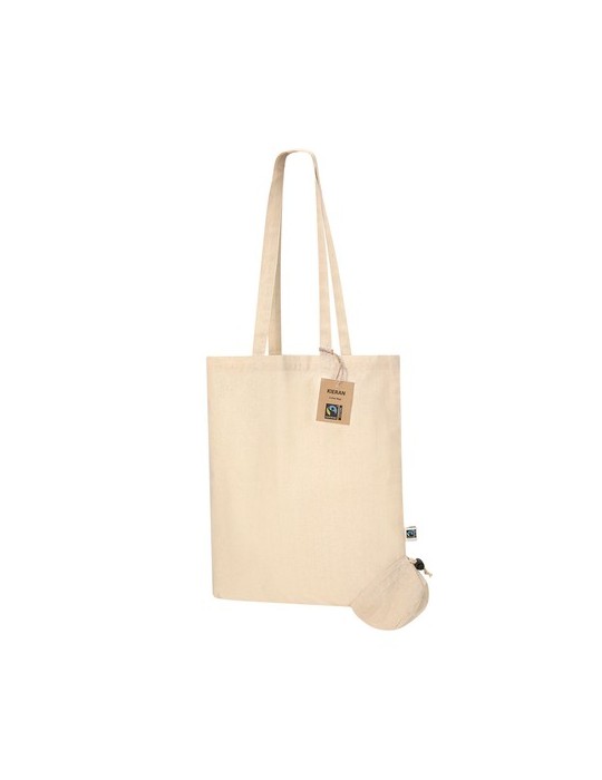 Sac Pliable Éco-responsable Personnalisé Fairtrade Kieran Matières : coton Couleurs : naturel cadeau entreprise pas cher