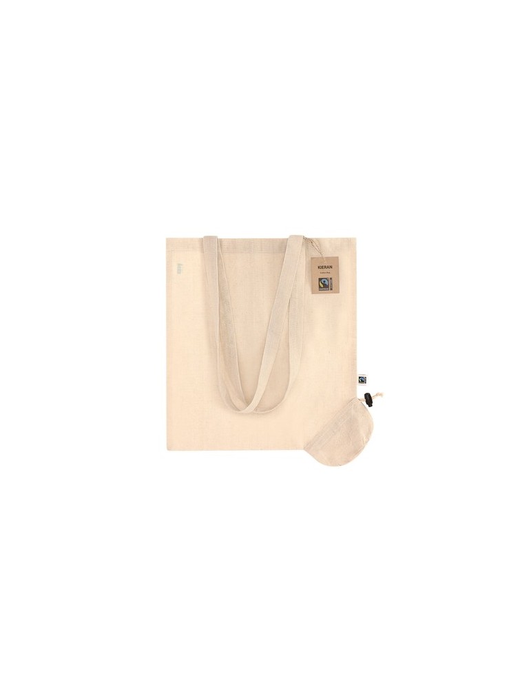 Sac Pliable Éco-responsable Personnalisé Fairtrade Kieran Matières : coton Couleurs : naturel goodies publicitaire événementiel