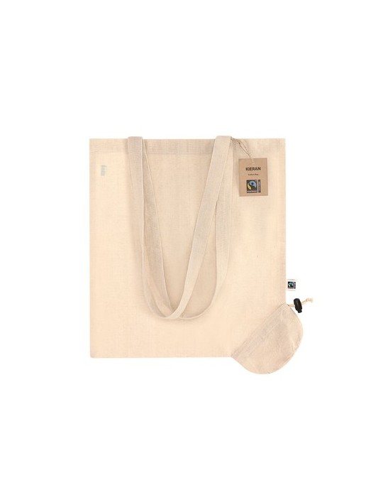 Sac Pliable Éco-responsable Personnalisé Fairtrade Kieran Matières : coton Couleurs : naturel goodies publicitaire événementiel