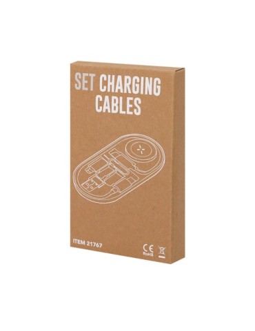 Set de Câbles de Charge publicitaires Nebrex Matières : ABS recyclé Couleurs : noir objet promotionnel éco-responsable