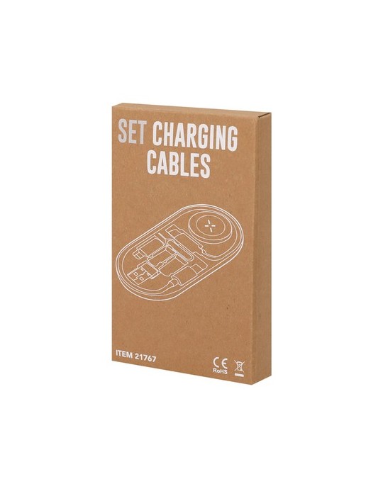 Set de Câbles de Charge publicitaires Nebrex Matières : ABS recyclé Couleurs : noir objet promotionnel éco-responsable