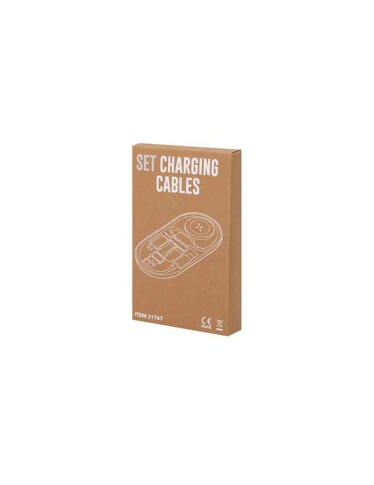 Set de Câbles de Charge publicitaires Nebrex Matières : ABS recyclé Couleurs : noir cadeau collaborateur premium