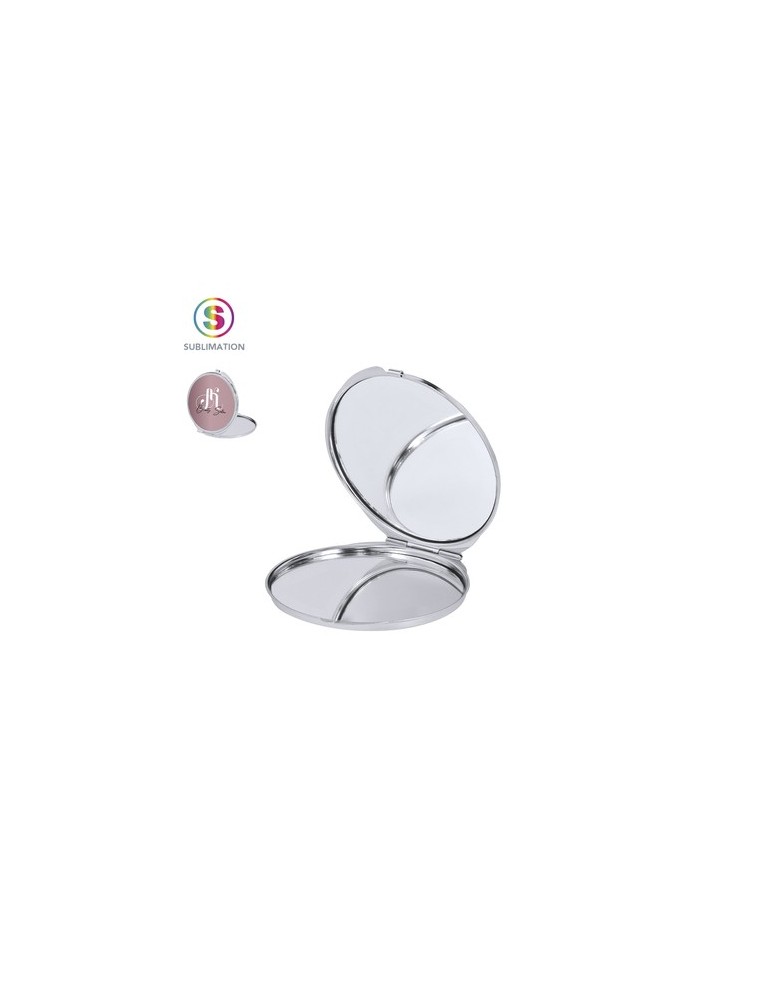 Miroir publicitaire de sublimation Ariela Matières : métal Couleurs : blanc personnalisable avec votre logo