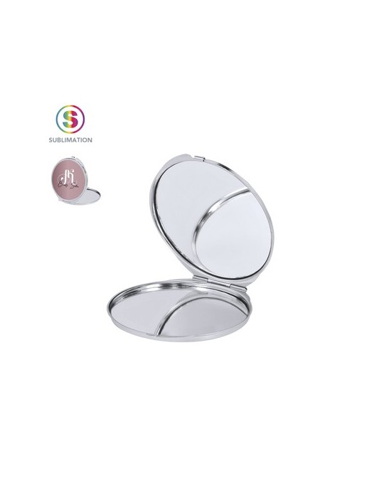 Miroir publicitaire de sublimation Ariela Matières : métal Couleurs : blanc personnalisable avec votre logo