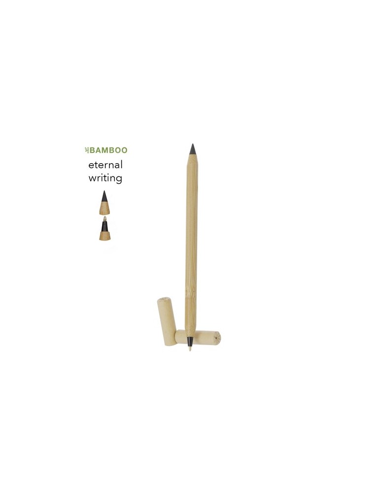 Stylo crayon publicitaire Éternel de Pikford Matières : bambou Couleurs : naturel personnalisable avec votre logo