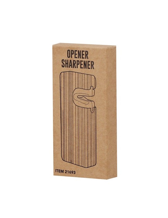 Ouvre-bouteille  et aiguiseur personnalisé Stowel Matières : bambou Couleurs : naturel marquage laser ultra précis