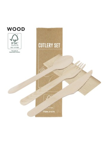 Set de couverts publicitaires en acier inoxydable - Grinox Matières : bois Couleurs : naturel 2