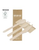 Set de couverts publicitaires en acier inoxydable - Grinox Matières : bois Couleurs : naturel personnalisable avec votre logo