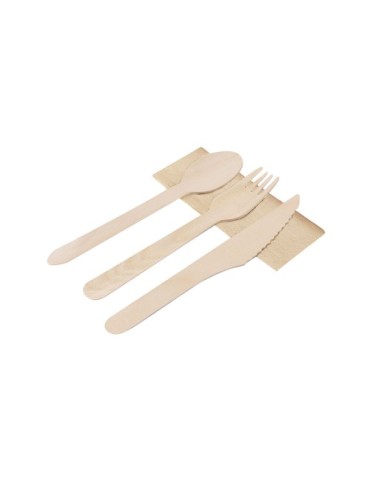 Set de couverts publicitaires en acier inoxydable - Grinox Matières : bois Couleurs : naturel cadeau entreprise pas cher