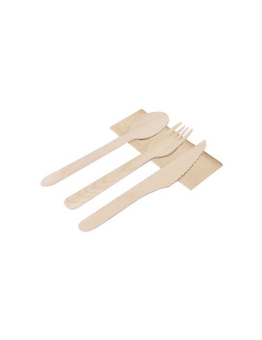Set de couverts publicitaires en acier inoxydable - Grinox Matières : bois Couleurs : naturel cadeau entreprise pas cher
