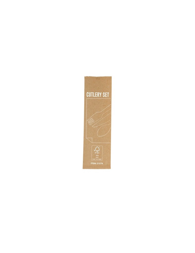 Set de couverts publicitaires en acier inoxydable - Grinox Matières : bois Couleurs : naturel goodies publicitaire événementiel